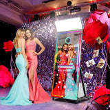Magic Mirror Photo Booth, 65’’ Mirror Photo Booth, 43’’ Interactive Touch Screen, Built-in Mini PC with Instant Print and Sharing