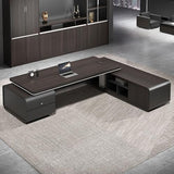 Modern L Shape Executive Desk with Lateral Cabinet Business Home Office Desks