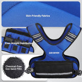 ZZR SEVEN Weighted Vest for Women and Men, 4-10lbs/11-20lbs Adjustable Weighted Vest with 6 Iron Sand Weights, Running Vest for Strength Training, Workout, Running, Fitness, Weight Loss (Blue, 11-20lb)