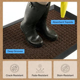 GORILLA GRIP 100% Waterproof All-Season WeatherMAX Doormat, 60x24, US Designed Natural Rubber, Stain and Fade Resistant, Low Profile Indoor Outdoor Door Mats, Easy Clean Patio Mat, Coffee Squares