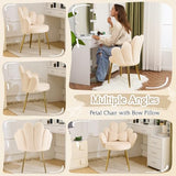 VINGLI Petal Makeup Vanity Chair with Back,Flower Cute Girls Desk Chair Comfy No Wheels