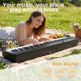 AODSK 88 Key Weighted Portable Digital Piano for Beginners, Full Size Hammer Action Electric Piano with Music Stand, Three-pedal, Built-in Speakers, USB & Power Supply