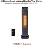Comfort Zone 30-Inch Oscillating Tower Space Heater with Remote Control – 1500W High Velocity Ceramic Heater for Large Rooms, Digital Thermostat, 12H Timer & ECO Mode, Tip-Over & Overheat Protection