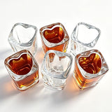 Valeways 2oz Heavy Base Shot Glasses, Sets of 6/Heart Shaped Clear Tequila Shots/Square Shot /Espresso Shot Glass/Bulk Shot Glasses