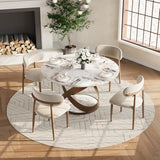 POVISON 51" Modern Round Dining Table, Pandora Round Kitchen Table