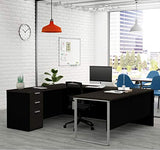 Concept Plus 72W U-Shaped Executive Desk with Pedestal in deep Grey & Black