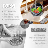 4-1 Colander with Lid Set - Rotatable Strainer With Bowl(Patented), Pasta Strainer with New Upgraded Graters, Strainer And Colanders, Fruit Cleaner, Veggie Wash, Apartment Kitchen Gadgets - Grey