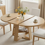 LIKIMIO 43"-59" Extendable Round Dining Table for 4-8, Transformer Oval Dining Room Table with Removable Leaves Space Saving