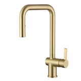SUMERAIN Pull Out Kitchen Faucets with Dual Sprayer Mode, Single Hole Stainless Steel Modern Kitchen Sink Faucet Brushed Gold