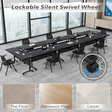 Modular Conference Tables with Cable Management Grommet,Mobile Folding Conference Room Table