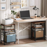 Rolling File Cart with 2 Storage Drawers, Under Desk Mobile Filing Cabinet on Wheels for Home Office