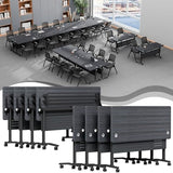 Usosidam Folding Conference Room Table, Modular Mobile Large Flip-Top Training Table