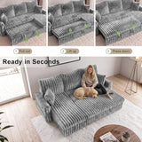 KCGKCG 81" Sectional Sleeper Sofa Bed with Storage Chaise & USB Charging