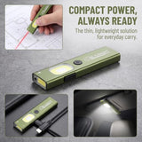 Little World EDC Flashlight & Rechargeable Work Light Combo – Small Pocket Flat Light, Magnetic Clip-on COB Side Light for Car Repair, Travel, Hiking, Camping, Emergency (Green)