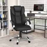 Office Chair, 350lbs Executive Leather Chair Home Office Desk Chairs, Ergonomic Computer Gaming Chair | Black AYEASY
