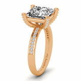 Oseew Sterling Silver/ 10k 14k 18k Solid Gold Radiant Cut Moissanite Rings Moissanite Solitaire Wedding Ring (Rose Gold)