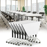 Folding Conference Table 47.2",Conference Room Table with Wheels T Shaped Modern Meeting Table for Office