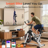 YOSUDA Exercise Bike, Brake Pad Stationary Bike for Home with Exclusive App, Magnetic Indoor Cycling Bike with 350 lb Weight Capacity, Low Noise, Grey