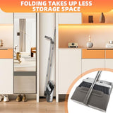 Broom with Dustpan Combo Set, Lightweight Standing Metal Dust Pan with Teeth, Home Essentials Suitable for Home Kitchen Lobby Room Office, Grey