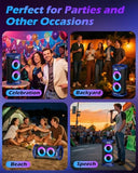 Large Party Bluetooth Speaker, 260W Peak Powerful Loud Sound with Deep Bass, 15Hr Playtime, Fast Charge, RGB Cool Light Show, TWS, Portable for Outdoor Beach, Camping, Backyard, Work, Home (Blue)