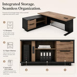 70.86 inch Inch Large Executive Desk with Drawers Cabinet, L Shaped Office Desk, Computer Desk