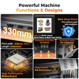 MZK A3 Pro F1080 DTF Printer& Shaker&Laptop&Purifier,2X-Speed VS L1800,24/7 Auto-Maintenance+White Circulation+Printhead Anti-Clog,T-Shirt Printing Machine