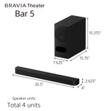 Sony BRAVIA Theater Bar 5, 3.1ch Home Theater Soundbar & Wireless Sub