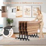 47.2in Folding Conference Table, Modular Meeting Table with Wheels