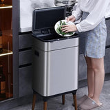 PYRVILAX Smart Sensor Trash Can Stainless Steel Rectangle Bin High Foot Rubbish
