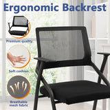 CLATINA Stackable Foldable Conference Room Chairs with Wheels, Portable Padded Office Desk Chair with Lumbar Support