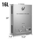16L Propane Tankless Water Heater, 4.8GPM Camping Water Heater, Outdoor Portable Hot Water Heaters with Digital Display and Overheat Protection for Camp Boat Cabins