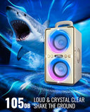 YIER Bluetooth Speaker, 240W Peak Loud Party Speaker with Big Bass, 20H Playtime, TWS, BT5.3, Large Portable Wireless Boom Box with LED Light for Outdoor Backyard Beach Home (Leather White)