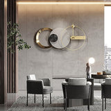 PSYCHE GOD Mid Century Modern Large Silent Wall Clock Non Ticking, Giant Round Decorative Metal Wall Clock Big Unique Fancy Wall Decor for Living Room Bedroom Entryway Office, 47" X 25", Black Gold