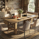 Long Dining Table for 6-8, Farmhouse Wooden Barn Kitchen Table for 6, Triangular Legs, Large Dining Room Table