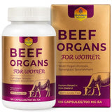 Golden Nourish Primal Beef Grass-Fed Organ Supplement for Women – Liver, Kidney, Heart, Maca, Cranberry, Roselle, Ashwagandha & Vitamin Whole Food Supple with Botanical Blend – 180 Capsules