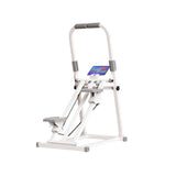 Foldable Stair Stepper Exercise Machine with Handlebar, Adjustable Resistance Quiet Climber with Timer & Phone Holder, Cardio Fitness Equipment for Home Gym, White UUU
