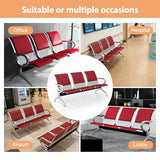 3-Seat PU Leather Waiting Room Bench – Red Reception Chair for Office, Hospital, Bank