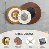 Anmotpe 27x16 Inch Large Decorative Wall Clock - Wood & Metal Mid Century Modern Clock Non-Ticking Silent Battery Operated for Living Room, Bedroom, Kitchen, Office, Home