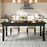 62” Wood Dining Table for 4-6 People, Farmhouse Large Rectangle Kitchen Table, Modern Dinner Table Kitchen & Dining Room Furniture