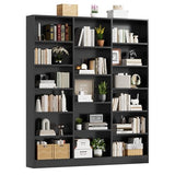 ELYKEN Triple Wide Bookshelf, 6 Tier Bookshelf Large Bookcase with 17 Open Display Shelves, 74'' Tall, Library