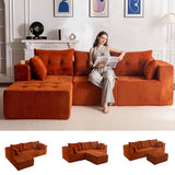 MAXYOYO Boneless Couch, L-Shaped Modular Cloud Couch, 4-Seat Sofa, Ottoman