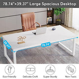 Modern Computer Desk, 78.7 x 39.4 inch X Large Executive Office Desk Computer Table Study Writing Desk Workstation for Home Office, White
