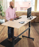 55 Inch Standing Desk with Detachable Wheels | Crank Height Adjustable Sit to Stand  (Maple) Stand Steady