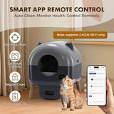 GTPLAYER Automatic Self-Cleaning Cat Litter Box, 2026 Upgraded 66L+18.6L Extra-Large Covered Smart Box with App Control, Safety Sensor System, Easy-Clean Waste Bin, Ideal for Multi-Cat Homes, Grey