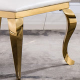 HomVent 68''Gold Faux Marble Dining Table Set with 6 Leather Chair