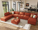 Oversized Modular Sectional Sofa, Large 9 Seater L Shaped Couch with Storage Ottoman with Reversible Chaise Deep Seat for Living Room