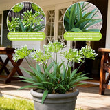 HIFORESTAR 8 Bundles Artificial Flowers Plants for Outdoor Planters | 18.9 in Green Large Fake Flowers | Spring Summer Look Real Plasic Faux Plant for Front Porch Pathway Garden Patio (Green)