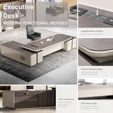 Modern L Shaped Executive Desk with Drawers, 78 inch Large Home Office Desk with Cabinet and USB Ports Thickened Desktop Writing Study Table Business Furniture Workstation for CEO Boss Manager