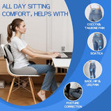 Benazcap X Large Memory Foam Seat Cushion Lumbar Support Pillow for Sciatica & Tailbone Pressure Relief