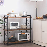 HCHQHS Bookshelf, 3-Tier Industrial Bookcase, Rustic Open Book Shelf, Wood and Metal Horizontal Bookshelves